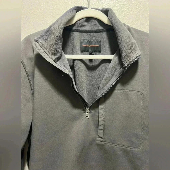 Banana Republic Jacket Men’s Large Gray Soft Shell 1/4 Zip Pocket Mock Neck - Picture 8 of 8
